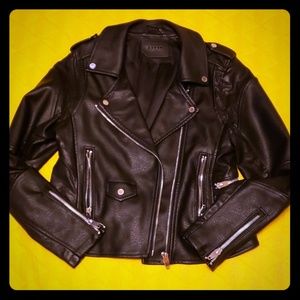 Heavy Black Faux Leather Jacket Large